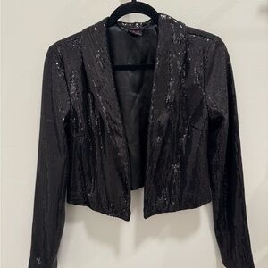 Black Sequin Cropped Blazer